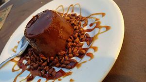 Flan de chocolate at El Palaciu Pintu in Cangas De Onis