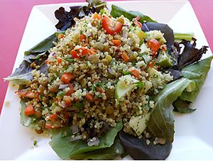 Rainbow Quinoa Lentil Salad at Little Green Forks in Duarte