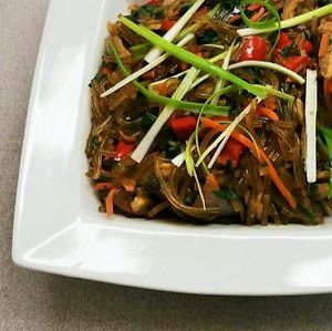 Japchae at Little Green Forks in Duarte