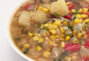 Vegetable Corn Chowder at Little Green Forks in Duarte