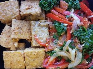 Tempeh Bites with Veggies at Little Green Forks in Duarte