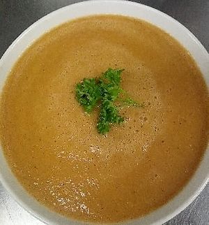 Zesty White Bean Ginger Carrot Soup at Little Green Forks in Duarte