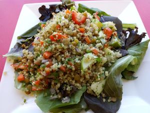 Rainbow Quinoa Lentil Salad at Little Green Forks in Duarte