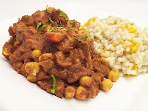 North African Chickpea Tagine with Apricot Couscous at Little Green Forks in Duarte
