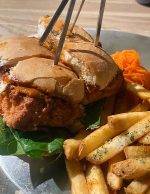 Burgers and fries are classic  at Monk's Butcher - Dosan in Seoul