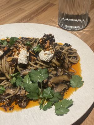Black Mustard Leaf Oil Pasta  at Monk's Butcher - Dosan in Seoul