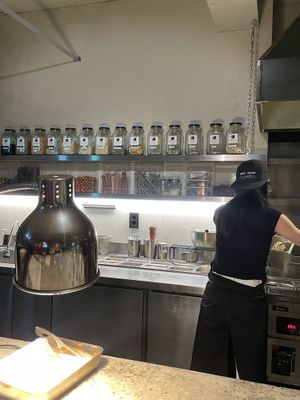 Owner chef Moonju is making my food!   at Monk's Butcher - Dosan in Seoul