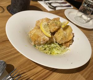 The must-order lemon cream tofu chicken!  at Monk's Butcher - Dosan in Seoul