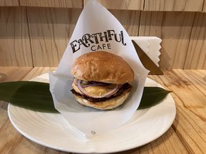 Cheeseburgerr  at Earthful Cafe Tokyo in Tokyo