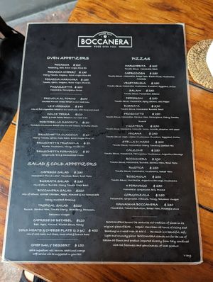 Menu at Boccanera Pizzería y Cervecería in Tulum