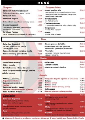 Carta  at Bella Ciao in Ourense