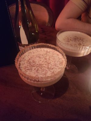 Tiramisu cocktail and creme brulee cocktail at Parla Bar in Manchester