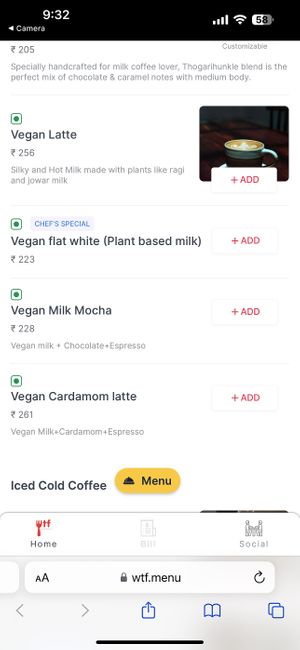 Vegan coffee menu  at Roastery Coffee House in Kolkata