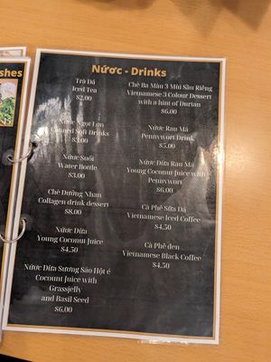 Drinks menu at 888 Restaurant in Inala