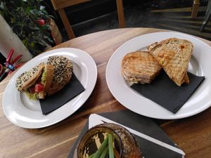Avo bagel and kimchi toast at The Guitar Social in North London