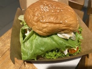 spicy (barely) korean burger  at Mr Vegan in Petaling Jaya