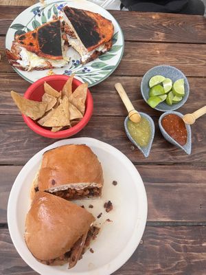 Cubana torta and pambazo  at Supercito y Tacos Veganos in Mexico City
