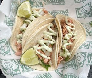 Chicken tinga tacos  at Madrina Vegana in Astoria