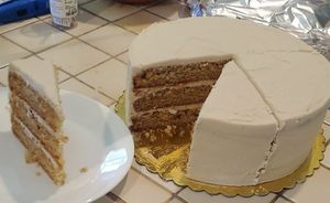 Vegan Vanilla Cake with "creamcheese" frosting. Please excuse my amateur photography. at Melanie's Sweet Treats in Petaluma