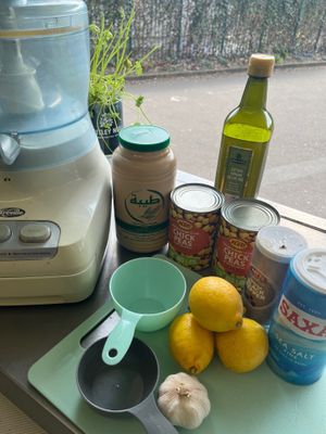 Freshly made hummus ingredients at Veg Fans in Birmingham