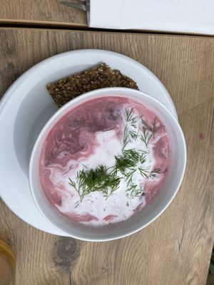 Red beet soupp  at Mihiderka - Ul Dworcowa in Katowice