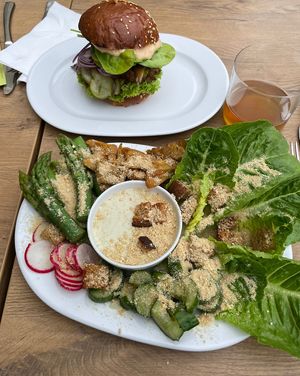 Caesar salad and oyster mushroom sandwich   at Mihiderka - Ul Dworcowa in Katowice