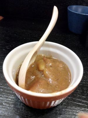 When Yoshiko saw that I finished everything, she asked if I could still eat more. When I said yes, she cooked a curry for me! I am a curry person and this curry was really good. at Kinatei 喜菜亭 in Nara