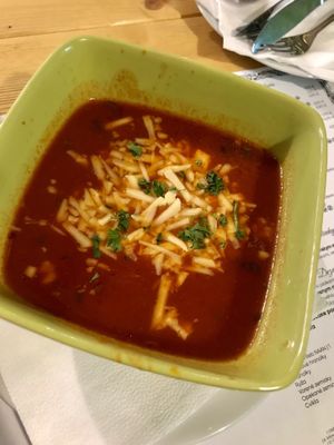 Tomato soup with (I think) Violife cheese at Vega Heaven in Kosice