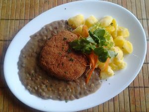 tofu with lentils at Vega Heaven in Kosice