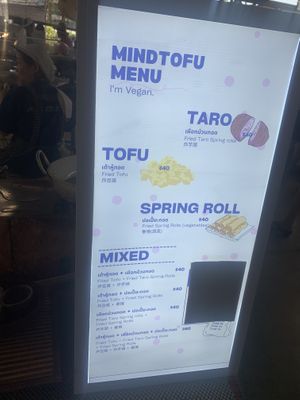 Menu  at MindTofu in Chiang Mai