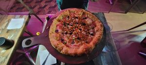 Non meatlovers pizza at Marcello's Plant Based Pizza in Cabo San Lucas