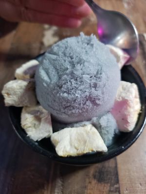 Ice cream of the month (pineapple and ginger) at Marcello's Plant Based Pizza in Cabo San Lucas