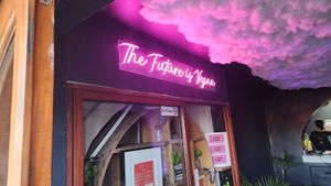 EPIC "The Future is Vegan" Sign at Marcello's Plant Based Pizza in Cabo San Lucas