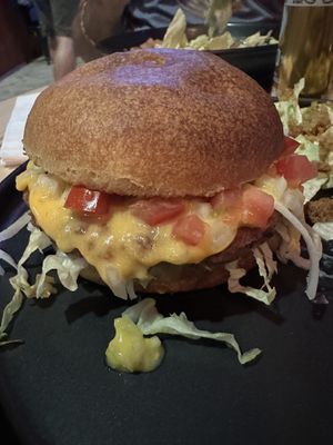 Non beef Burger  at Marcello's Plant Based Pizza in Cabo San Lucas