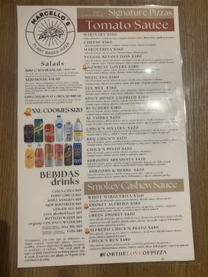   at Marcello's Plant Based Pizza in Cabo San Lucas