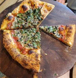 Shrooms and herbs pizza at Marcello's Plant Based Pizza in Cabo San Lucas