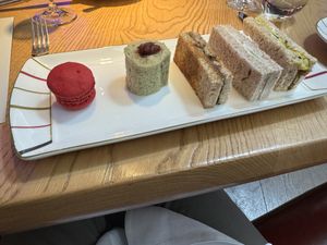 Many bite sized sandwiches   at Charlie & the Chocolate Factory Afternoon Tea in London
