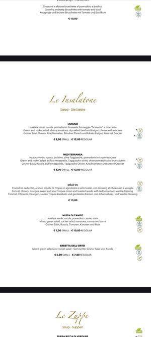 Menu at Dosdè in Livigno