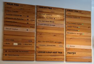 menu at Tiki Tea in Portland