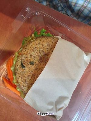 Home made gluten free raw bread and avocados in my sandwich. 
Very filling. Very good. at Dr. J's Vibrant Cafe in Los Angeles