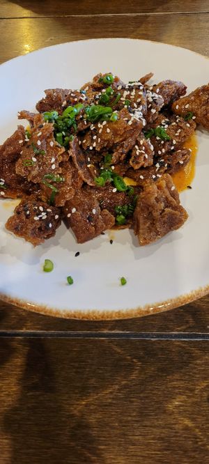 Orange Chicken at Vegan Ramen Mei - Del Valle in Mexico City