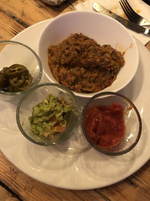 What you get with fajitas   at Taco Libre @ The Half Moon Inn in Newcastle Upon Tyne