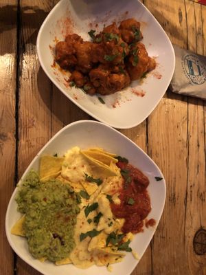 Loaded nachos and cauliflower wings  at Taco Libre @ The Half Moon Inn in Newcastle Upon Tyne
