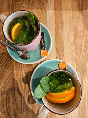 Fresh mint-ginger-orange tea at Birdie & Co  in Dusseldorf