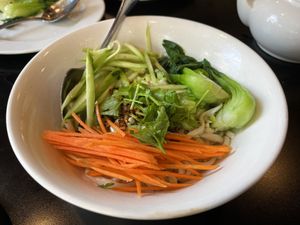 vegetarian noodles splashed with chili oill  at Chin's Kitchen in Portland