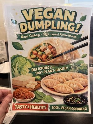 Large laminated announcement with the menu  at Chin's Kitchen in Portland