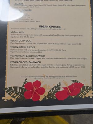 Vegan section at The Distinguished Wien in Mooresville