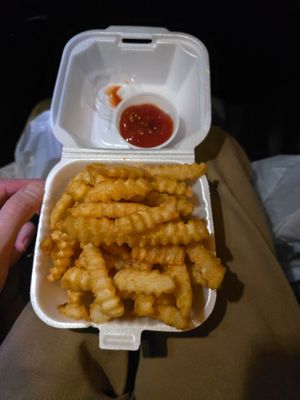 Two sides of fries. They came in two containers and i dumped them into one overflowing container for photo. at The Distinguished Wien in Mooresville