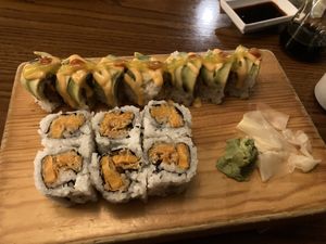 Vegan mango salsa roll and the fried sweet potato roll  at Kotobuki in Norfolk