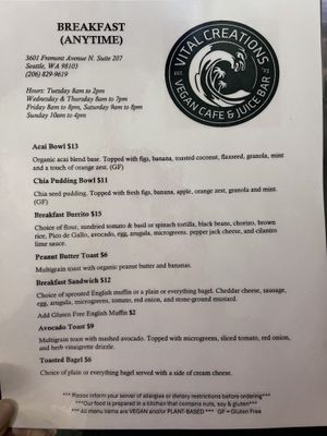   at Vital Creations Vegan Bistro in Seattle